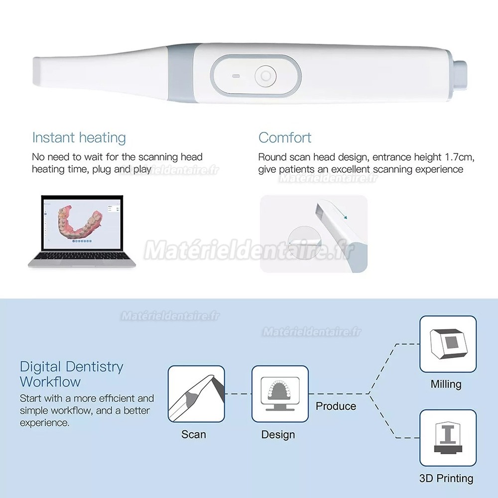Scanner 3d intra oral INO100, Scanner dentaire 3D en couleurs réelles avec logiciel